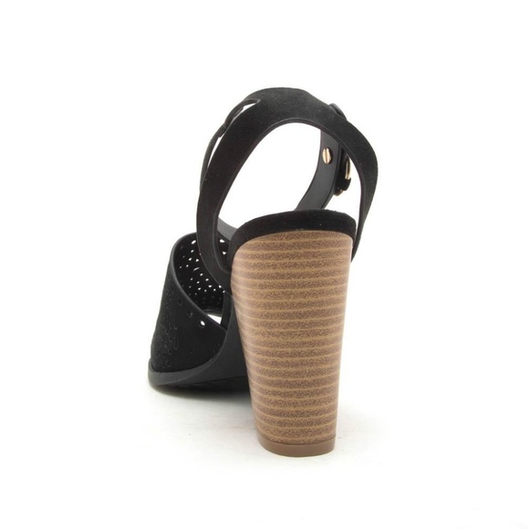 Black Perforated Wood Sandals - Picture 4 of 4